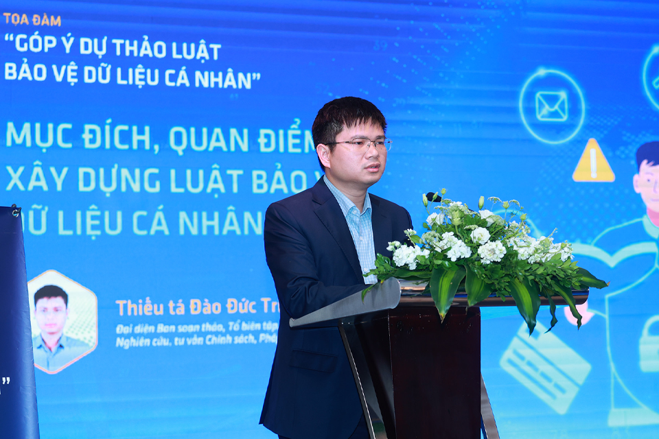 Thiếu tá Đào Đức Triệu, Phó Tổng Thư ký Hiệp hội An ninh mạng chia sẻ về Dự thảo Luật Bảo vệ dữ liệu cá nhân.