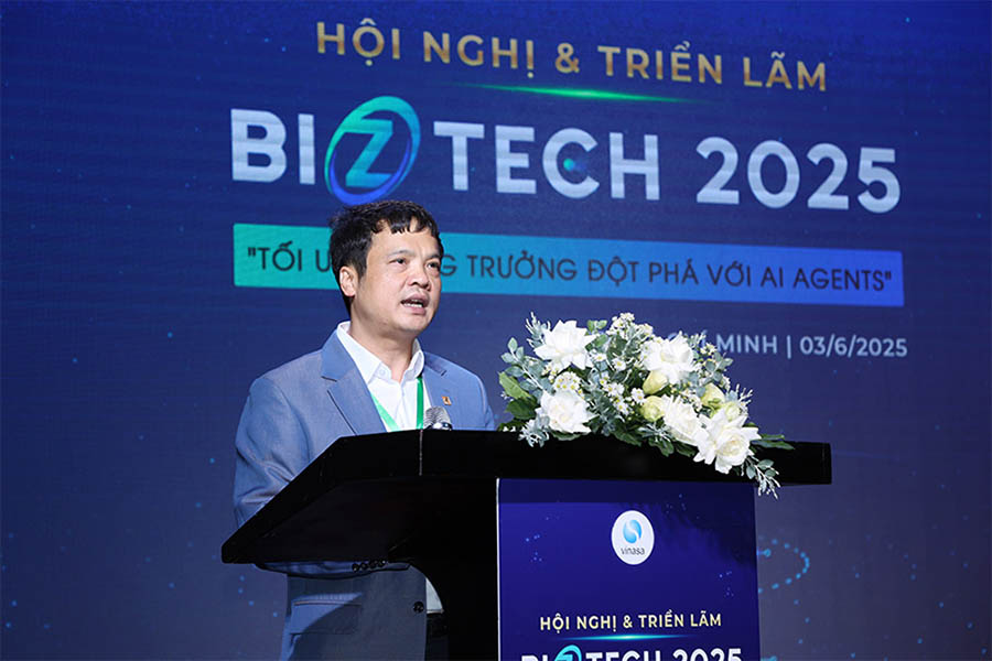 hủ tịch VINASA Nguyễn Văn Khoa chia sẻ tại Hội nghị và Triển lãm Biztech Vietnam 2025, diễn ra ngày 3/6 tại TP.HCM