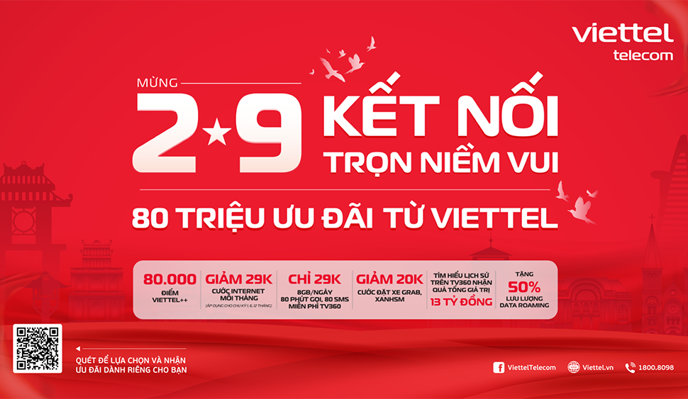 Viettel tung 80 triệu ưu đãi mừng Quốc khánh 2/9