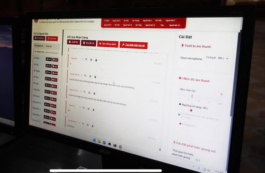 Phần mềm chuyển giọng nói thành biên bản phiên tòa điện tử cho Thư ký phiên tòa đang được chuyển giao cho các Tòa án Khu vực.
