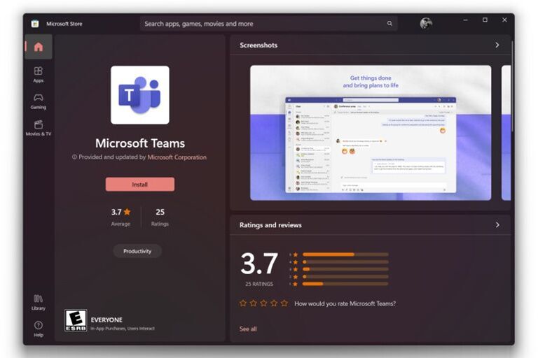 Ứng dụng Microsoft Teams đã có mặt trên Microsoft Store